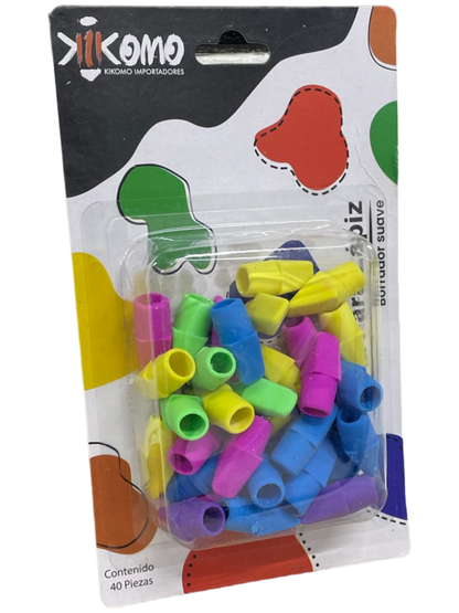 Blíster de 40 Gomas Para Lápiz Colores Surtidos