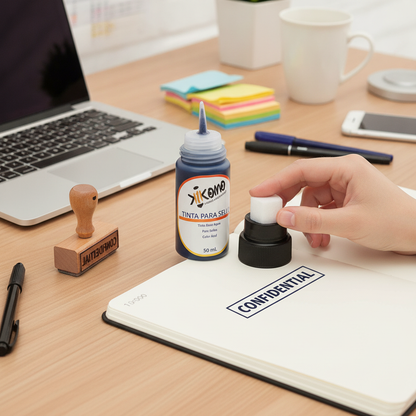 Tinta para sello KIKOMO en uso