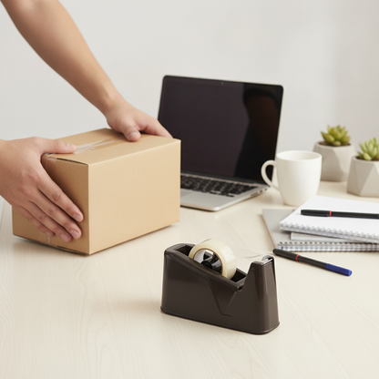 Despachador de cinta grande KIKOMO en uso empacando caja