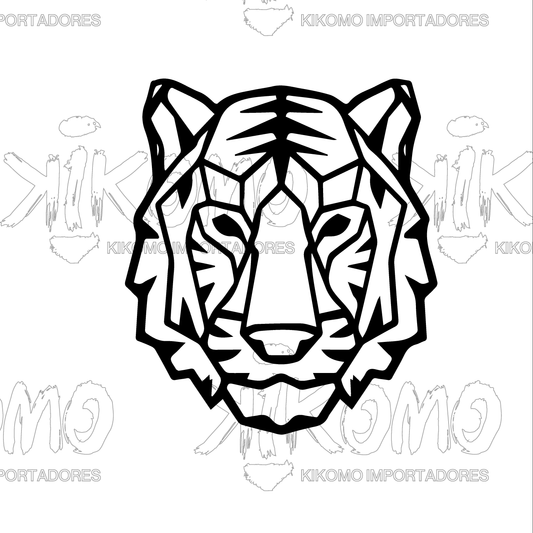 tigre Geométrico – Cuadro en MDF Negro