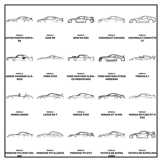 Cuadros de Autos – Corte Láser en MDF 60 x 12 cm