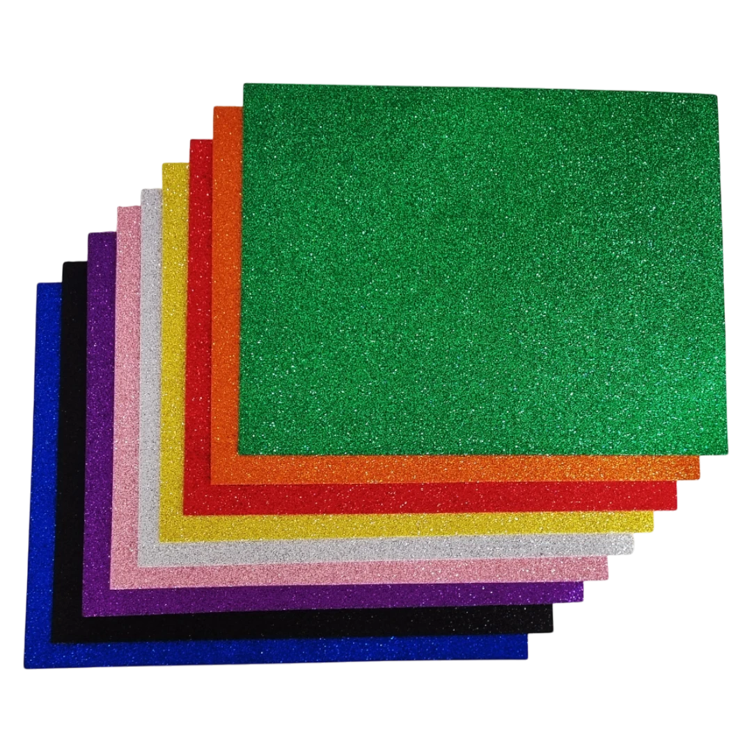 Paquete de 10 hojas de foamy diamantado KIKOMO IMPORTADORES en colores variados para manualidades y proyectos